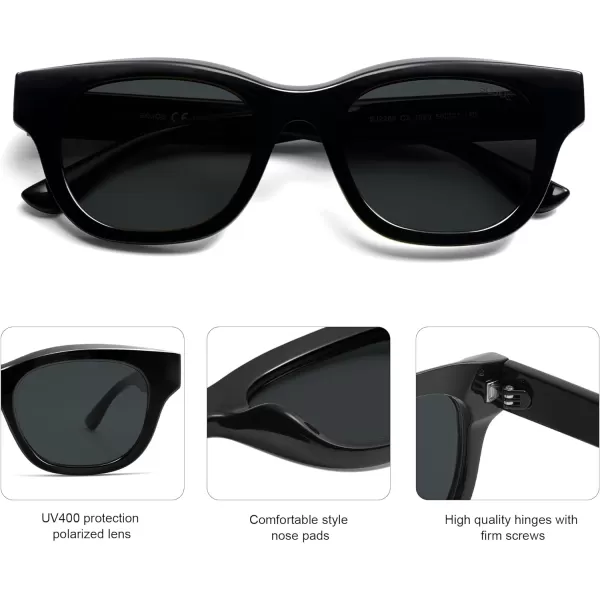 SOJOS Polarized Sunglasses womens men Trendy Small Designer Shades SJ2289Black