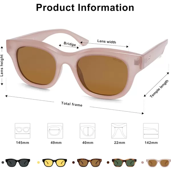 SOJOS Polarized Sunglasses womens men Trendy Small Designer Shades SJ2289Pink