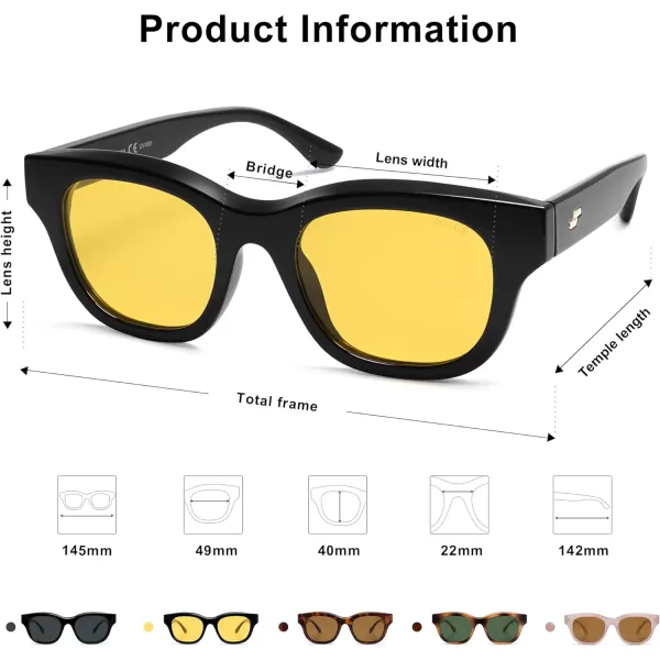 SOJOS Polarized Sunglasses womens men Trendy Small Designer Shades SJ2289Yellow