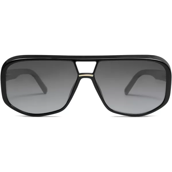 SOJOS Retro Oversized Aviator Polarized Sunglasses Women Men Square Vintage Womens Shades SJ2304BlackGrey Grading