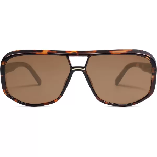 SOJOS Retro Oversized Aviator Polarized Sunglasses Women Men Square Vintage Womens Shades SJ2304TortoiseBrown Lens