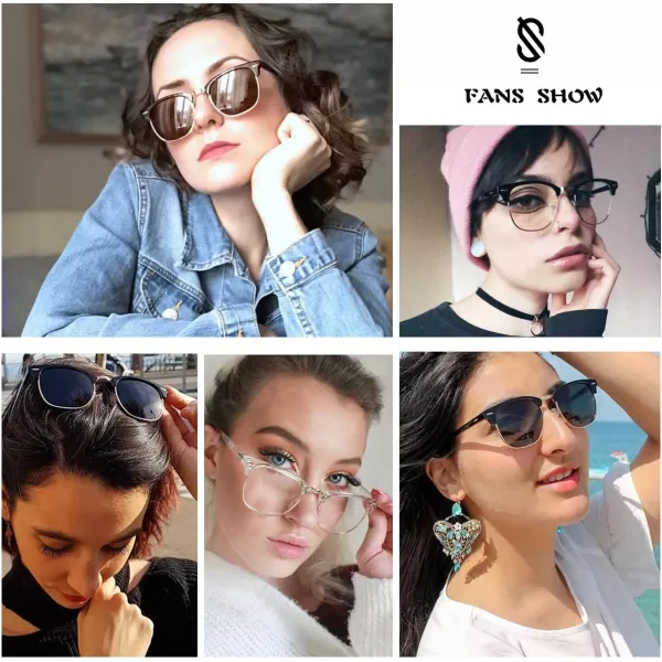 SOJOS Retro Semi Rimless Polarized Sunglasses Horn Rimmed UV400 Glasses SJ5018C02 Black FrameGreen Lens
