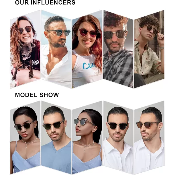 SOJOS Retro Semi Rimless Polarized Sunglasses Horn Rimmed UV400 Glasses SJ5018C05 Tortoise FrameBrown Lens