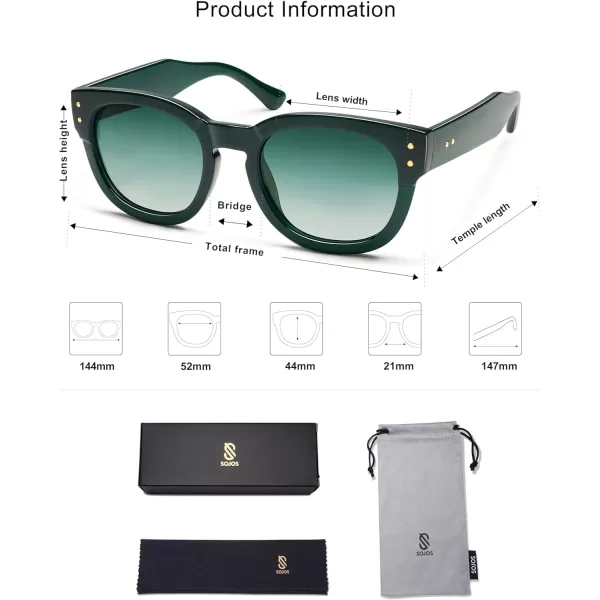 SOJOS Retro Square Polarized Sunglasses for Men Women Vintage Thick Round UV400 Womens Shades SJ2321GreenGreen Grading