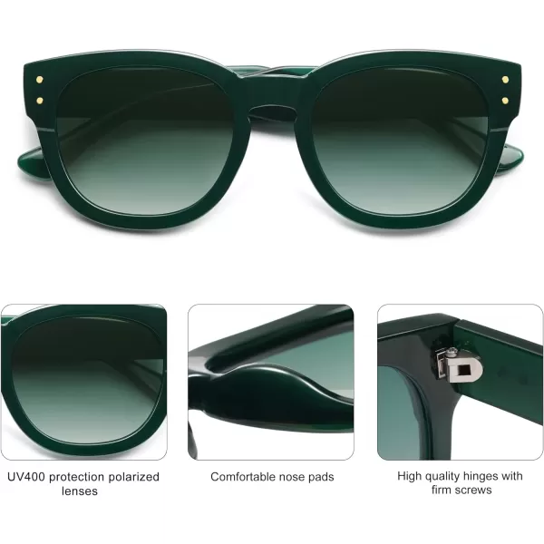 SOJOS Retro Square Polarized Sunglasses for Men Women Vintage Thick Round UV400 Womens Shades SJ2321GreenGreen Grading
