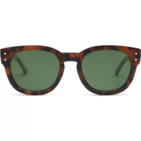 SOJOS Retro Square Polarized Sunglasses for Men Women Vintage Thick Round UV400 Womens Shades SJ2321Tortoise Grading BrownBrown Grading