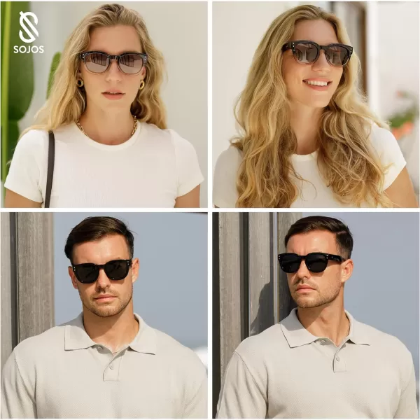SOJOS Retro Square Polarized Sunglasses for Men Women Vintage Thick Round UV400 Womens Shades SJ2321Tortoise Grading BrownBrown Grading