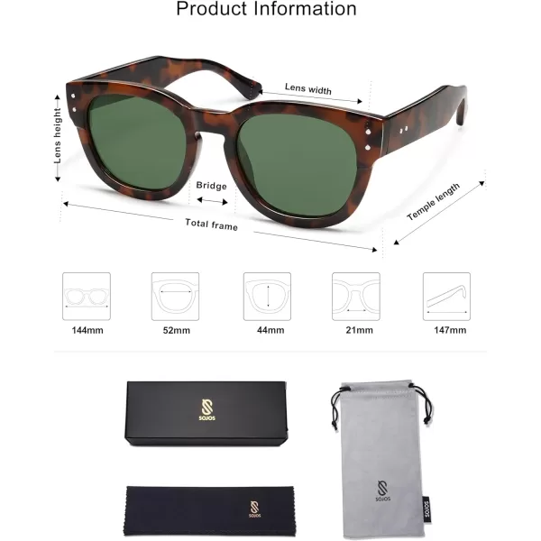 SOJOS Retro Square Polarized Sunglasses for Men Women Vintage Thick Round UV400 Womens Shades SJ2321Tortoise Grading BrownBrown Grading