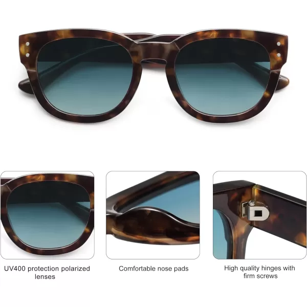 SOJOS Retro Square Polarized Sunglasses for Men Women Vintage Thick Round UV400 Womens Shades SJ2321TortoiseBlue Grading