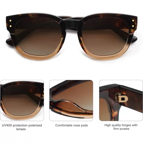 SOJOS Retro Square Polarized Sunglasses for Men Women Vintage Thick Round UV400 Womens Shades SJ2321TortoiseGreen