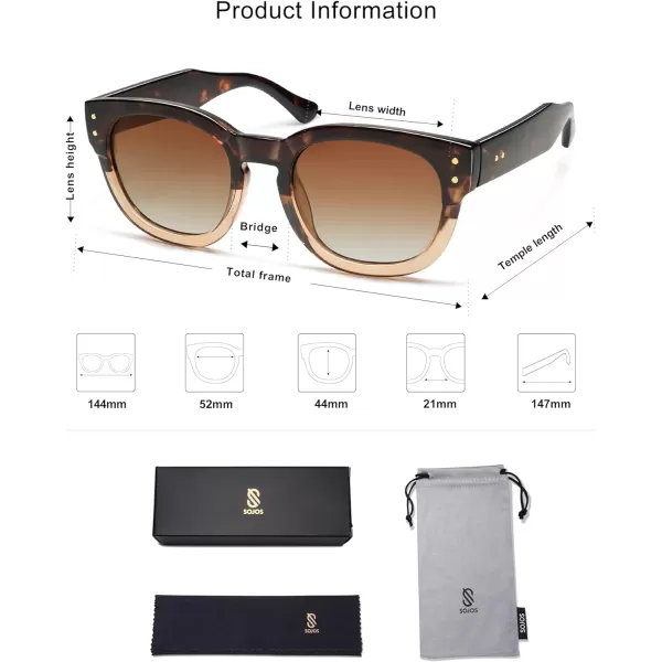 SOJOS Retro Square Polarized Sunglasses for Men Women Vintage Thick Round UV400 Womens Shades SJ2321TortoiseGreen