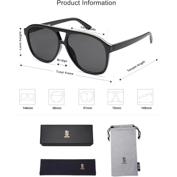 SOJOS Retro Trendy Aviator Sunglasses for Women Men Classic Vintage UV400 Aviators SJ2315BlackGrey