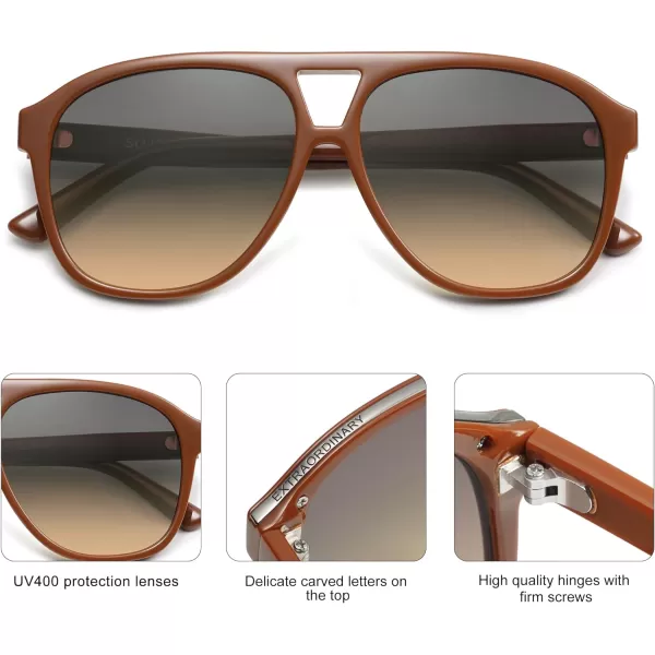 SOJOS Retro Trendy Aviator Sunglasses for Women Men Classic Vintage UV400 Aviators SJ2315OrangeGrey Gradient Brown