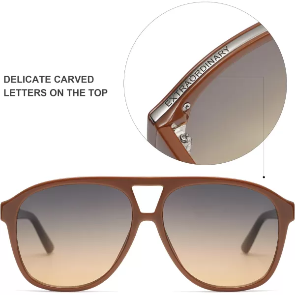 SOJOS Retro Trendy Aviator Sunglasses for Women Men Classic Vintage UV400 Aviators SJ2315OrangeGrey Gradient Brown