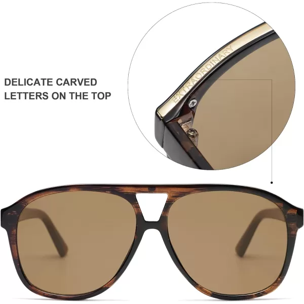 SOJOS Retro Trendy Aviator Sunglasses for Women Men Classic Vintage UV400 Aviators SJ2315Wood PatternBrown