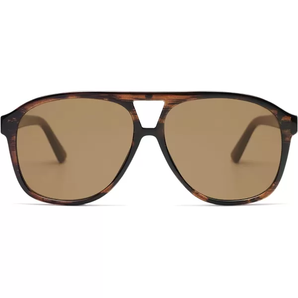SOJOS Retro Trendy Aviator Sunglasses for Women Men Classic Vintage UV400 Aviators SJ2315Wood PatternBrown