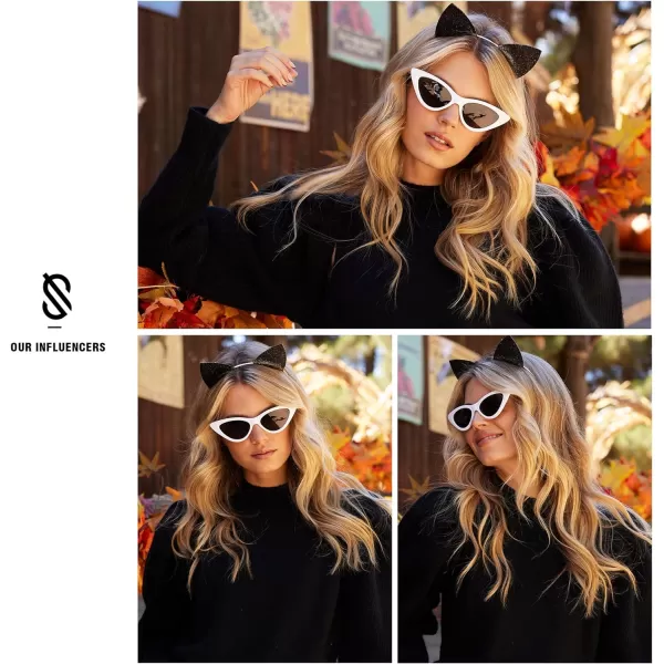 SOJOS Retro Vintage Narrow Cat Eye Sunglasses for Women Clout Goggles Plastic Frame Cardi SJ2044A BlackGrey