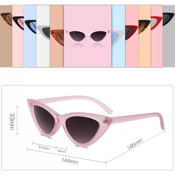 SOJOS Retro Vintage Narrow Cat Eye Sunglasses for Women Clout Goggles Plastic Frame Cardi SJ2044Transparent PinkGrey