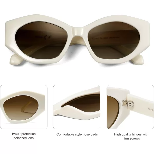 SOJOS Trendy Hexagonal Polarized Sunglasses for Womens MensRetro Polygon Shades Designer Inspired UV400 Sun Glasses SJ2307Beige
