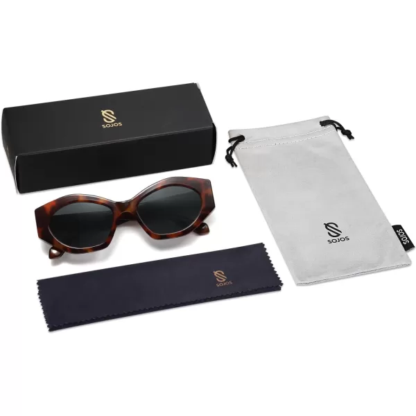 SOJOS Trendy Hexagonal Polarized Sunglasses for Womens MensRetro Polygon Shades Designer Inspired UV400 Sun Glasses SJ2307Brown