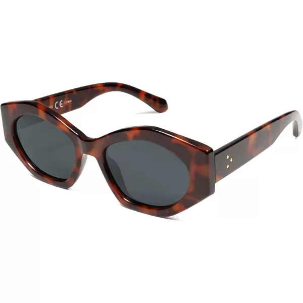 SOJOS Trendy Hexagonal Polarized Sunglasses for Womens MensRetro Polygon Shades Designer Inspired UV400 Sun Glasses SJ2307Brown