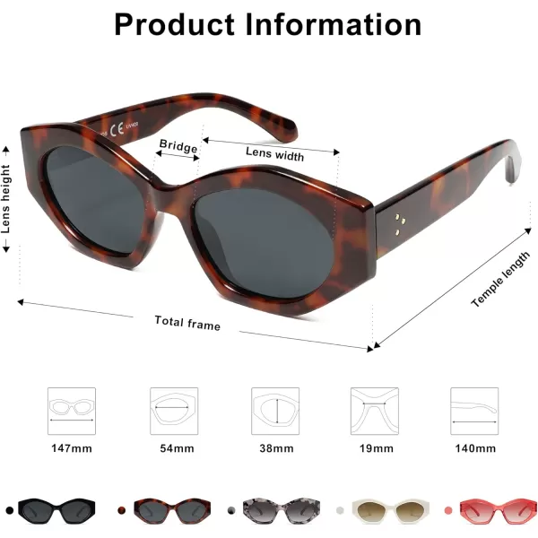SOJOS Trendy Hexagonal Polarized Sunglasses for Womens MensRetro Polygon Shades Designer Inspired UV400 Sun Glasses SJ2307Brown