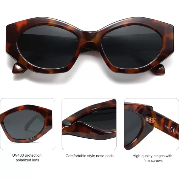 SOJOS Trendy Hexagonal Polarized Sunglasses for Womens MensRetro Polygon Shades Designer Inspired UV400 Sun Glasses SJ2307Brown