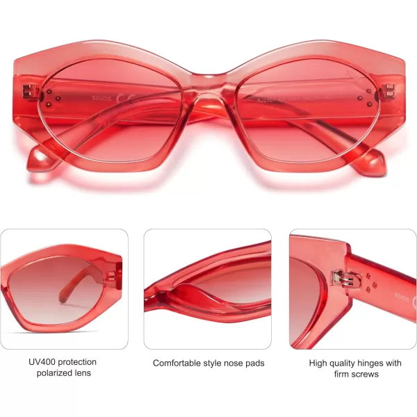SOJOS Trendy Hexagonal Polarized Sunglasses for Womens MensRetro Polygon Shades Designer Inspired UV400 Sun Glasses SJ2307Pink