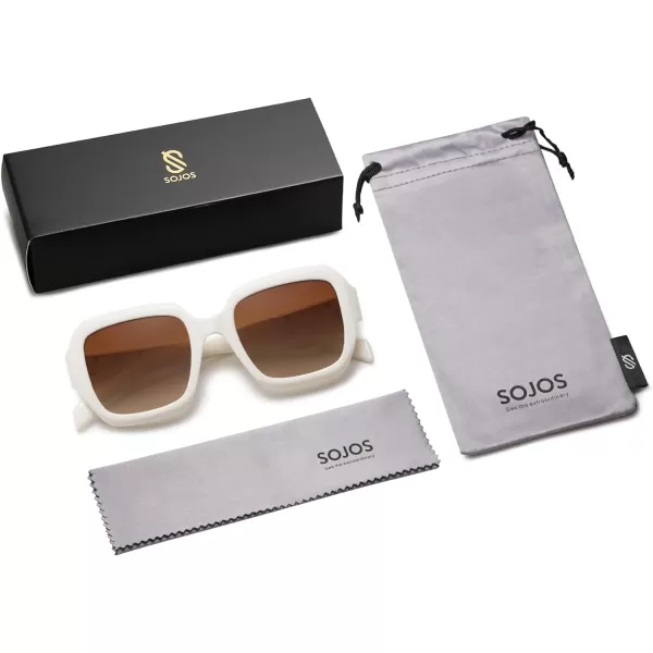 SOJOS Trendy Square Polarized Sunglasses for Womens MensRetro Polygon Plastic Frame Designer Inspired Sun Glasses SJ2310Beige