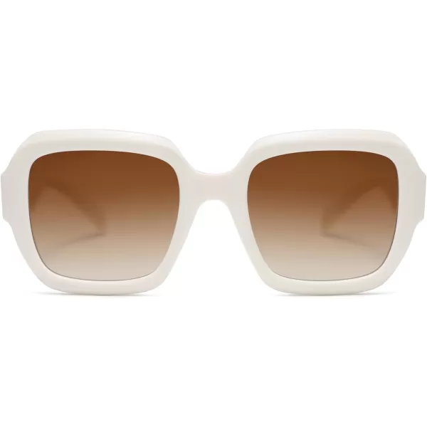 SOJOS Trendy Square Polarized Sunglasses for Womens MensRetro Polygon Plastic Frame Designer Inspired Sun Glasses SJ2310Beige