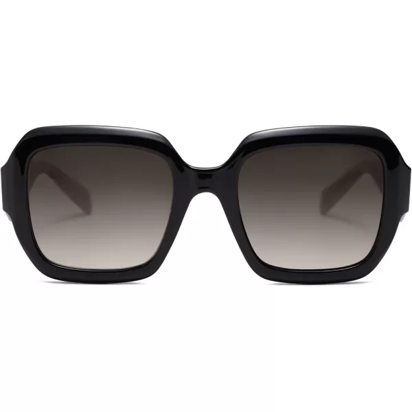SOJOS Trendy Square Polarized Sunglasses for Womens MensRetro Polygon Plastic Frame Designer Inspired Sun Glasses SJ2310Black