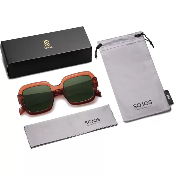 SOJOS Trendy Square Polarized Sunglasses for Womens MensRetro Polygon Plastic Frame Designer Inspired Sun Glasses SJ2310Brown