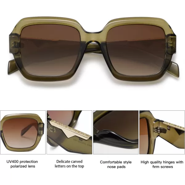 SOJOS Trendy Square Polarized Sunglasses for Womens MensRetro Polygon Plastic Frame Designer Inspired Sun Glasses SJ2310Green