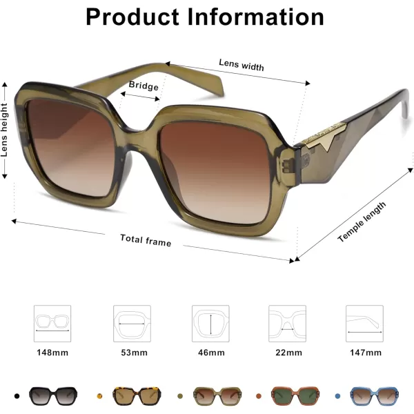 SOJOS Trendy Square Polarized Sunglasses for Womens MensRetro Polygon Plastic Frame Designer Inspired Sun Glasses SJ2310Green