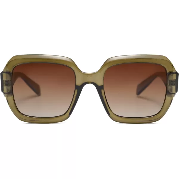 SOJOS Trendy Square Polarized Sunglasses for Womens MensRetro Polygon Plastic Frame Designer Inspired Sun Glasses SJ2310Green
