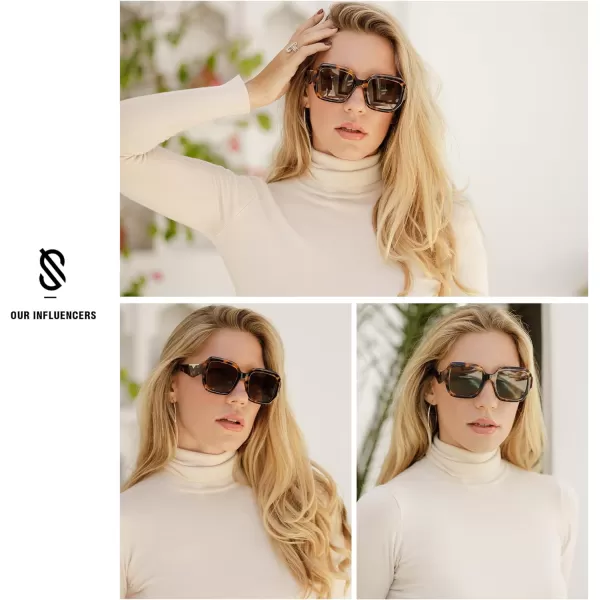 SOJOS Trendy Square Polarized Sunglasses for Womens MensRetro Polygon Plastic Frame Designer Inspired Sun Glasses SJ2310Green