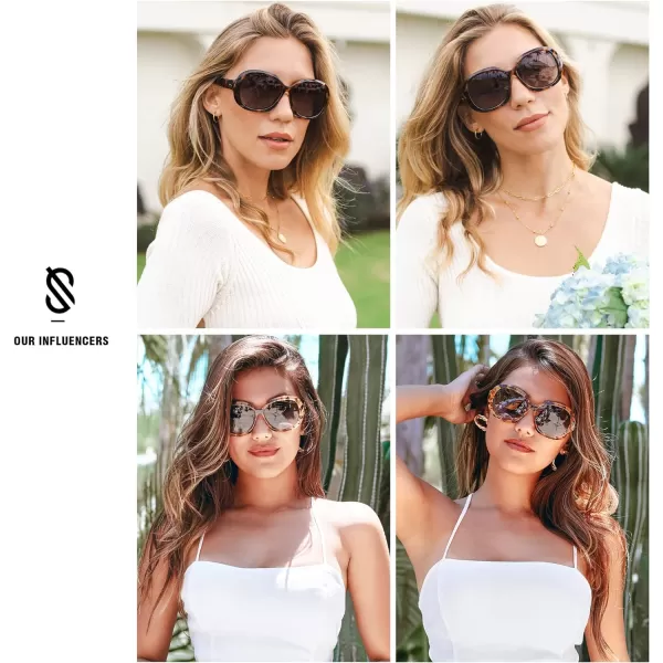 SOJOS Vintage Polarized Sunglasses Womens Trendy Oversize Big Frame Sun Glasses UV Protection SJ2209Tortoise Brown