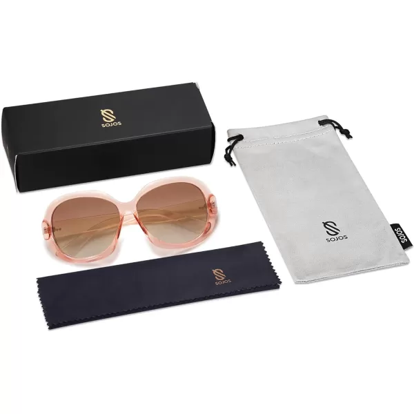SOJOS Vintage Polarized Sunglasses Womens Trendy Oversize Big Frame Sun Glasses UV Protection SJ2209Transparent Pink Pink