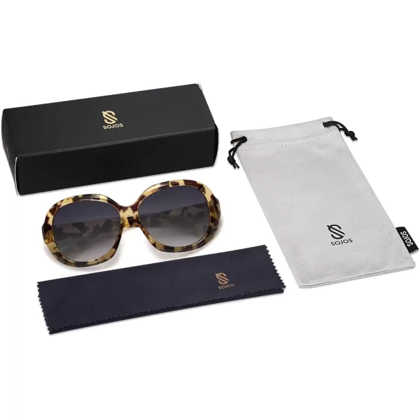 SOJOS Vintage Polarized Sunglasses Womens Trendy Oversize Big Frame Sun Glasses UV Protection SJ2209Yellow Tortoise Grey