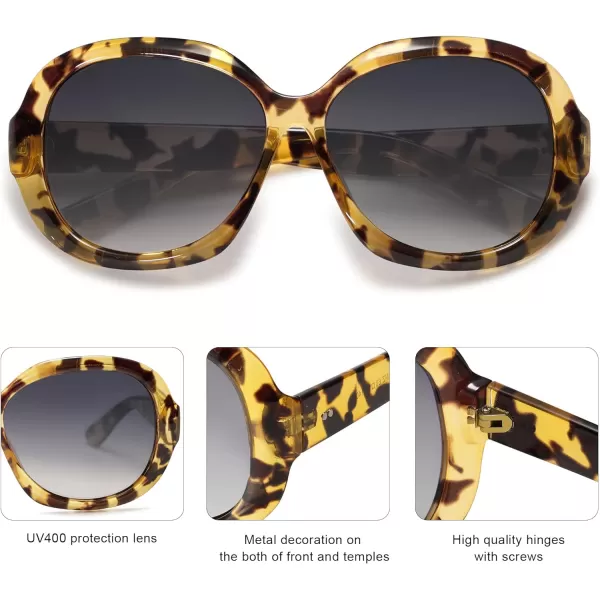 SOJOS Vintage Polarized Sunglasses Womens Trendy Oversize Big Frame Sun Glasses UV Protection SJ2209Yellow Tortoise Grey