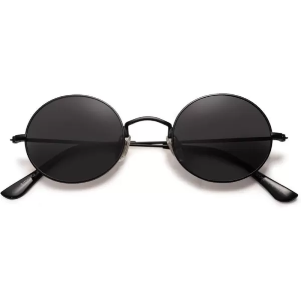 SOJOS Lennon Round Polarized Sunglasses for Men Women 70s Circle Hippie Costume Sun Glasses SJ1167Black Frame Grey Lens Grey Lens