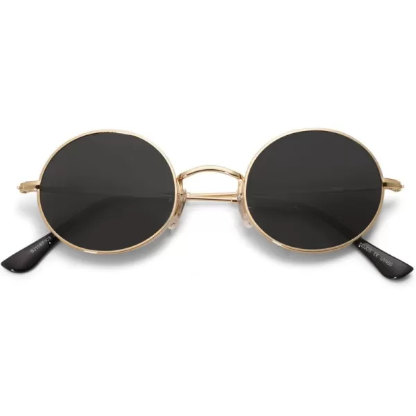 SOJOS Lennon Round Polarized Sunglasses for Men Women 70s Circle Hippie Costume Sun Glasses SJ1167Gold Frame Grey Lens Grey