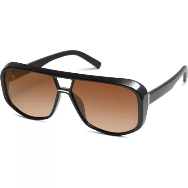 SOJOS Retro Oversized Aviator Polarized Sunglasses Women Men Square Vintage Womens Shades SJ2304BlackBrown Grading