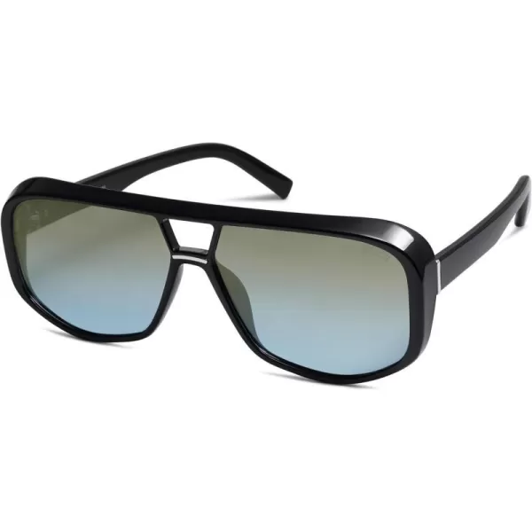 SOJOS Retro Oversized Aviator Polarized Sunglasses Women Men Square Vintage Womens Shades SJ2304BlackGrey Blue Grading