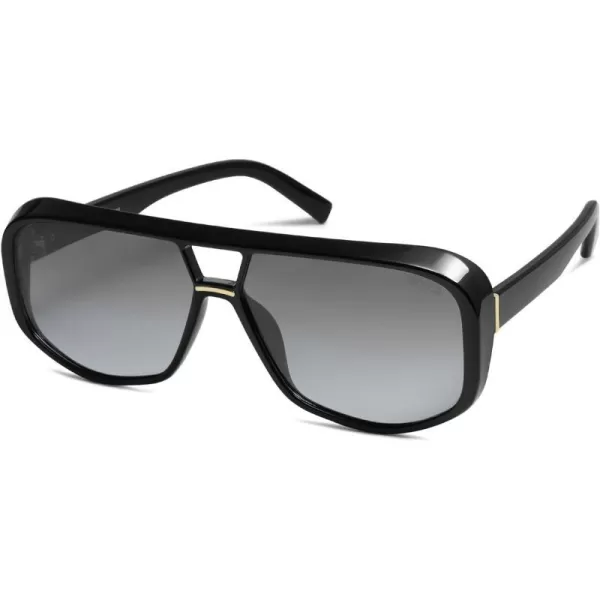 SOJOS Retro Oversized Aviator Polarized Sunglasses Women Men Square Vintage Womens Shades SJ2304BlackGrey Grading