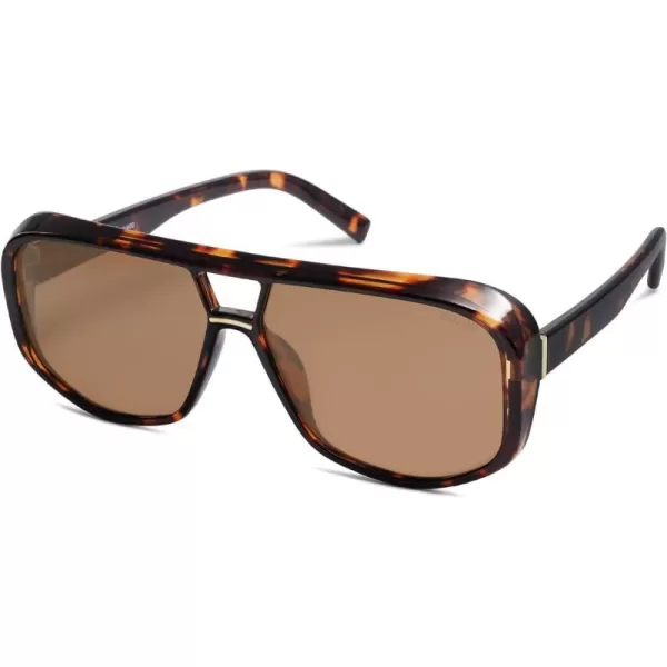 SOJOS Retro Oversized Aviator Polarized Sunglasses Women Men Square Vintage Womens Shades SJ2304TortoiseBrown Lens