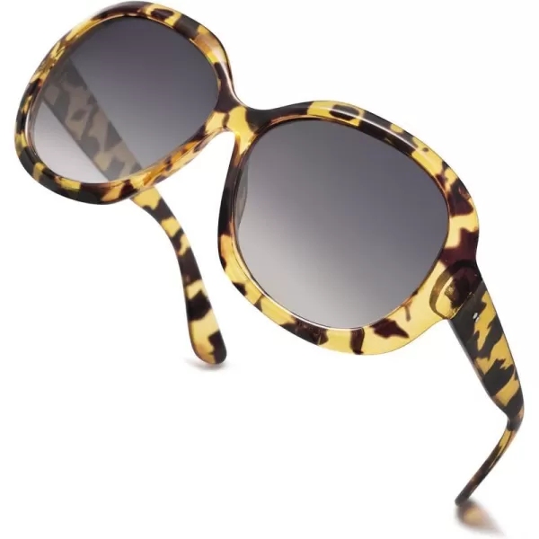 SOJOS Vintage Polarized Sunglasses Womens Trendy Oversize Big Frame Sun Glasses UV Protection SJ2209Yellow Tortoise Grey