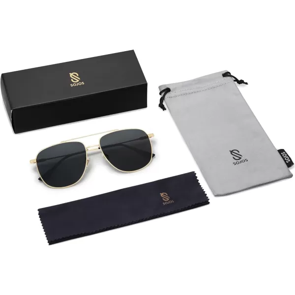 SOJOS Polarized Aviator Sunglasses Womens Men Trendy Designer Shades SJ1218Black
