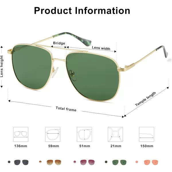SOJOS Polarized Aviator Sunglasses Womens Men Trendy Designer Shades SJ1218Green