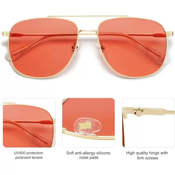 SOJOS Polarized Aviator Sunglasses Womens Men Trendy Designer Shades SJ1218Light Brown